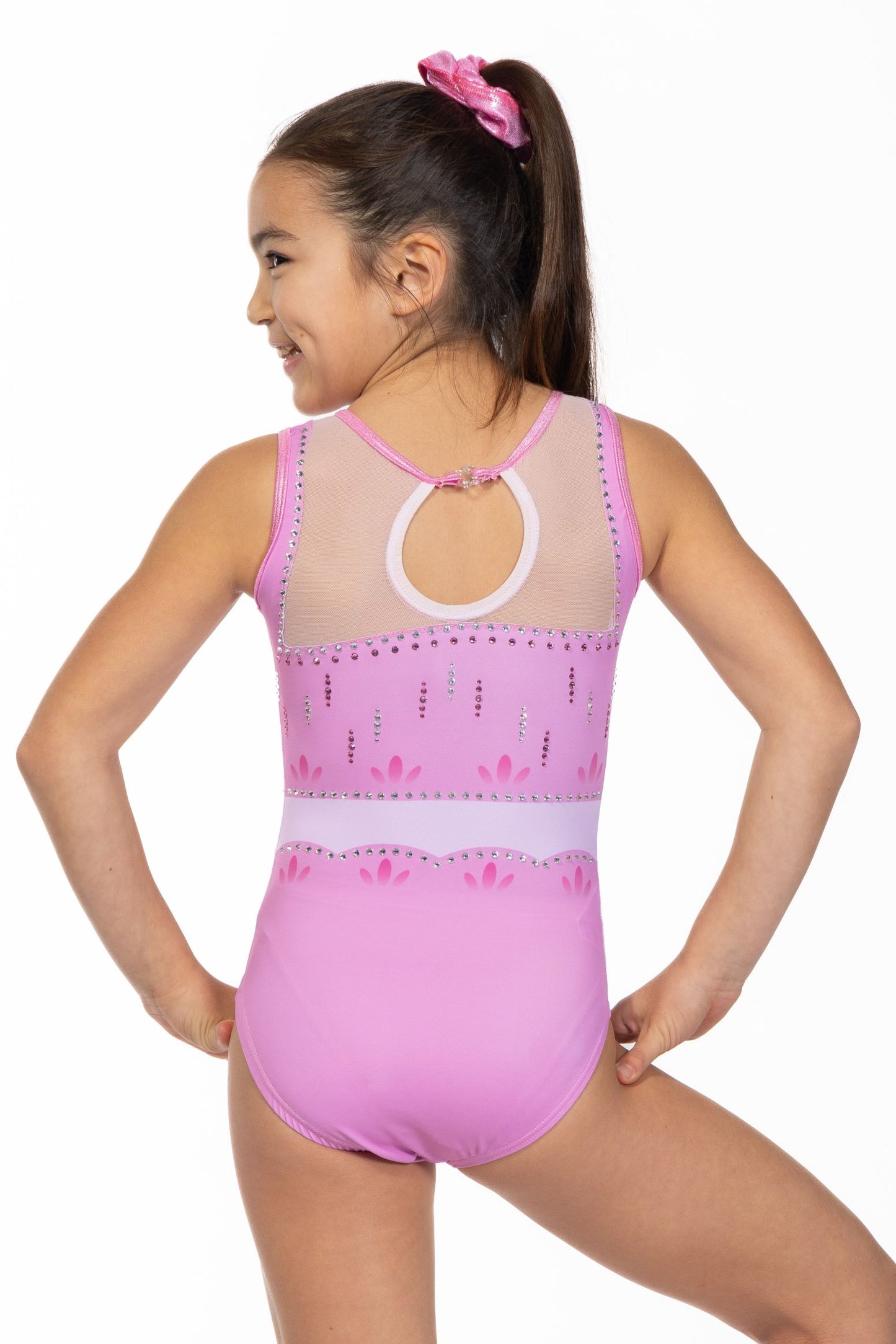 Scallop Edge Sweetheart Leotard in Pink