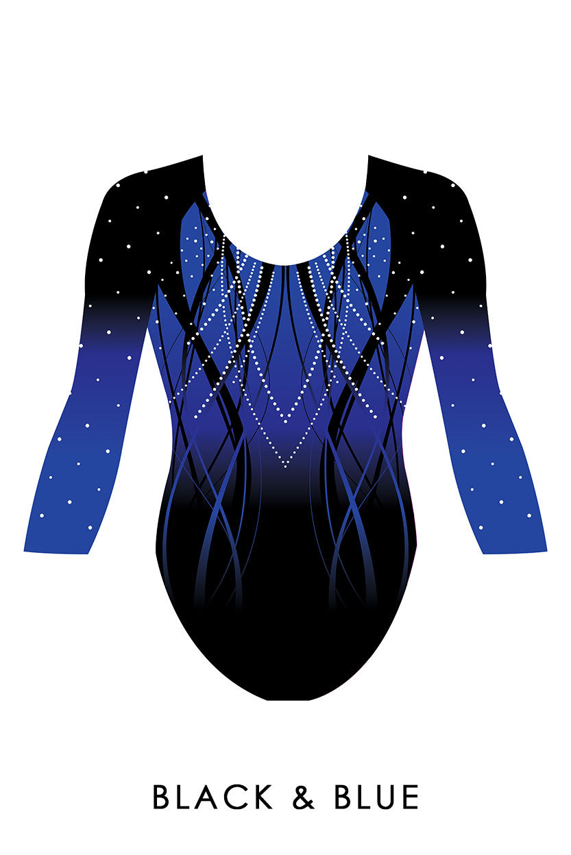 Custom Quick Ship Cascading Lines Leotard Three Quarter Sleeve