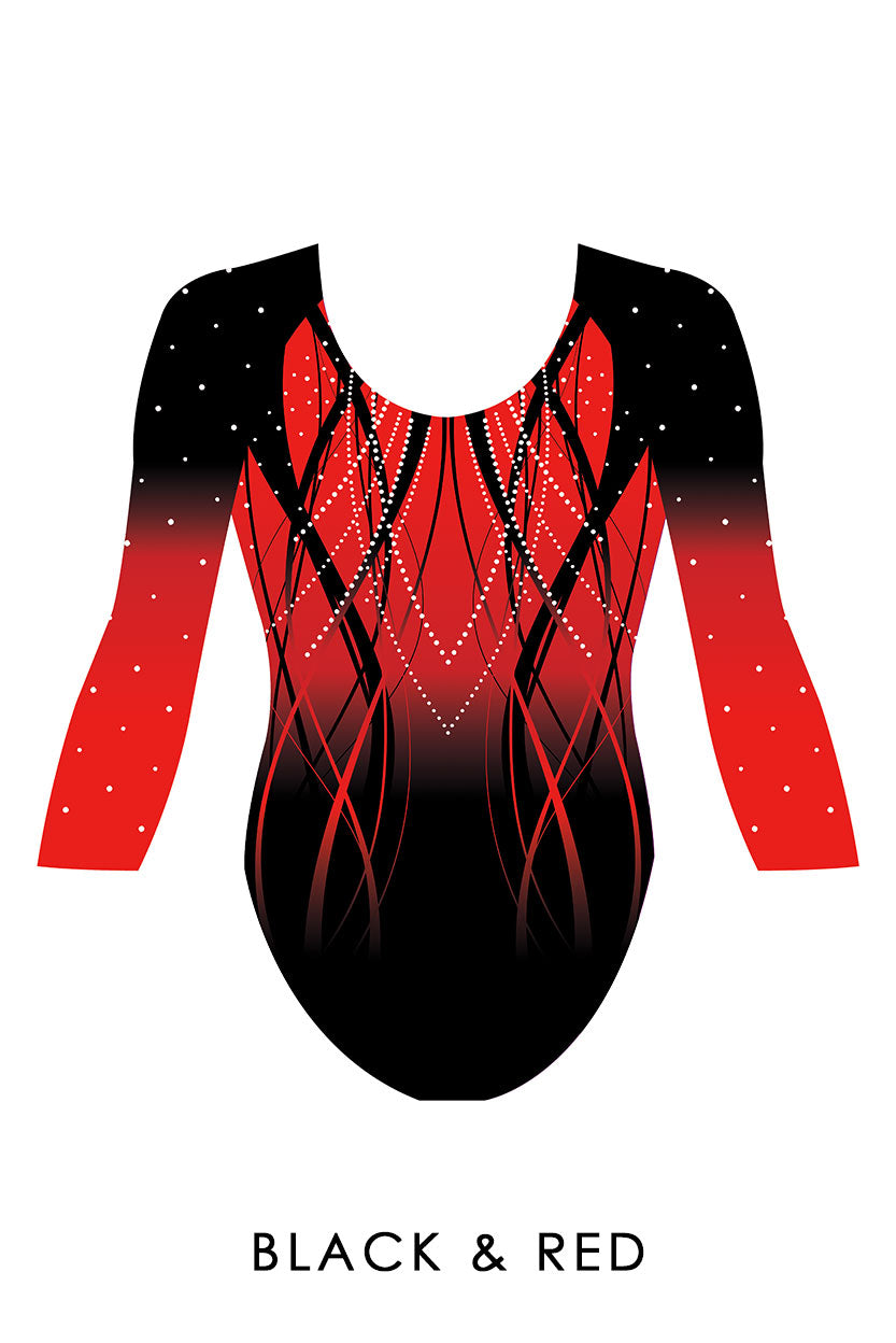 Custom Quick Ship Cascading Lines Leotard Three Quarter Sleeve