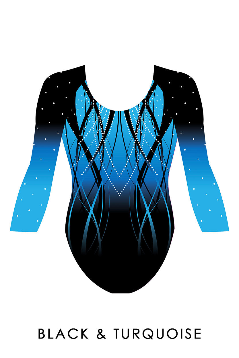 Custom Quick Ship Cascading Lines Leotard Long Sleeve