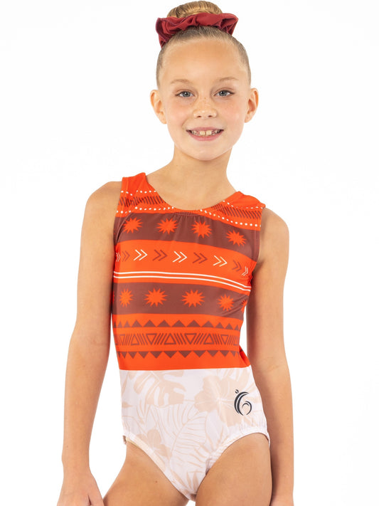 Moana theme gymnastics leotard. Moana theme gymnastics outfit for little girls.