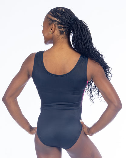 Edgy Sparkle Tank Leotard Pink and Black