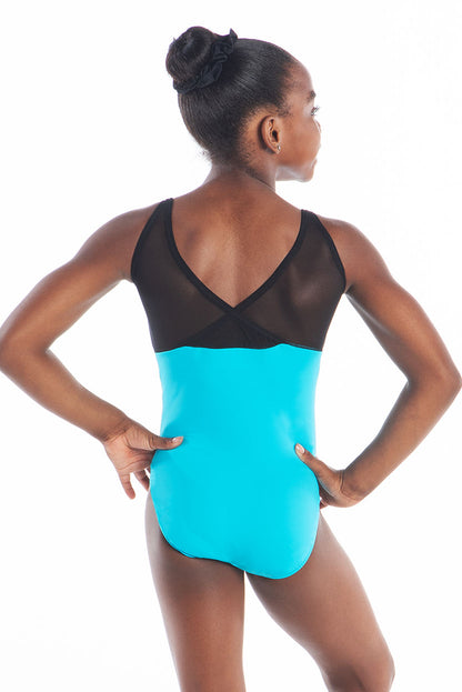 Belted Shine Crossover Mesh Back Turquoise