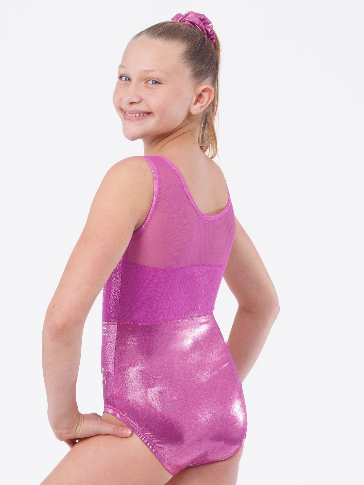 Sweetheart mesh gymnastics garment leotard. Rhinestone across the chest gymnastics leotard. Breathable mesh back gymnastics apparel. 