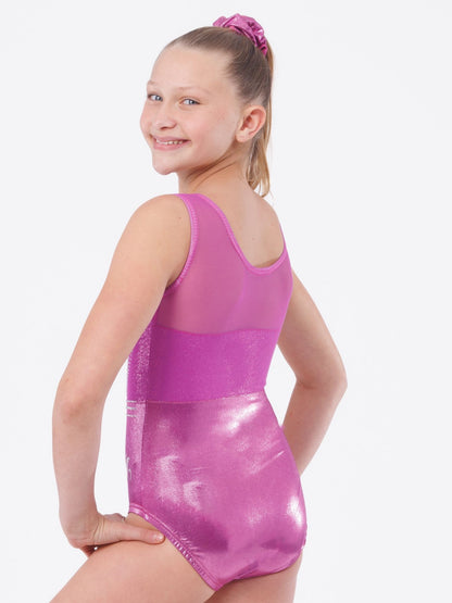 Sweetheart mesh gymnastics garment leotard. Rhinestone across the chest gymnastics leotard. Breathable mesh back gymnastics apparel. 