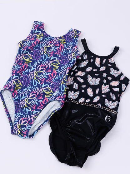 Graffiti Love Open back and Gem Mining Twist Back Leotard Bundle