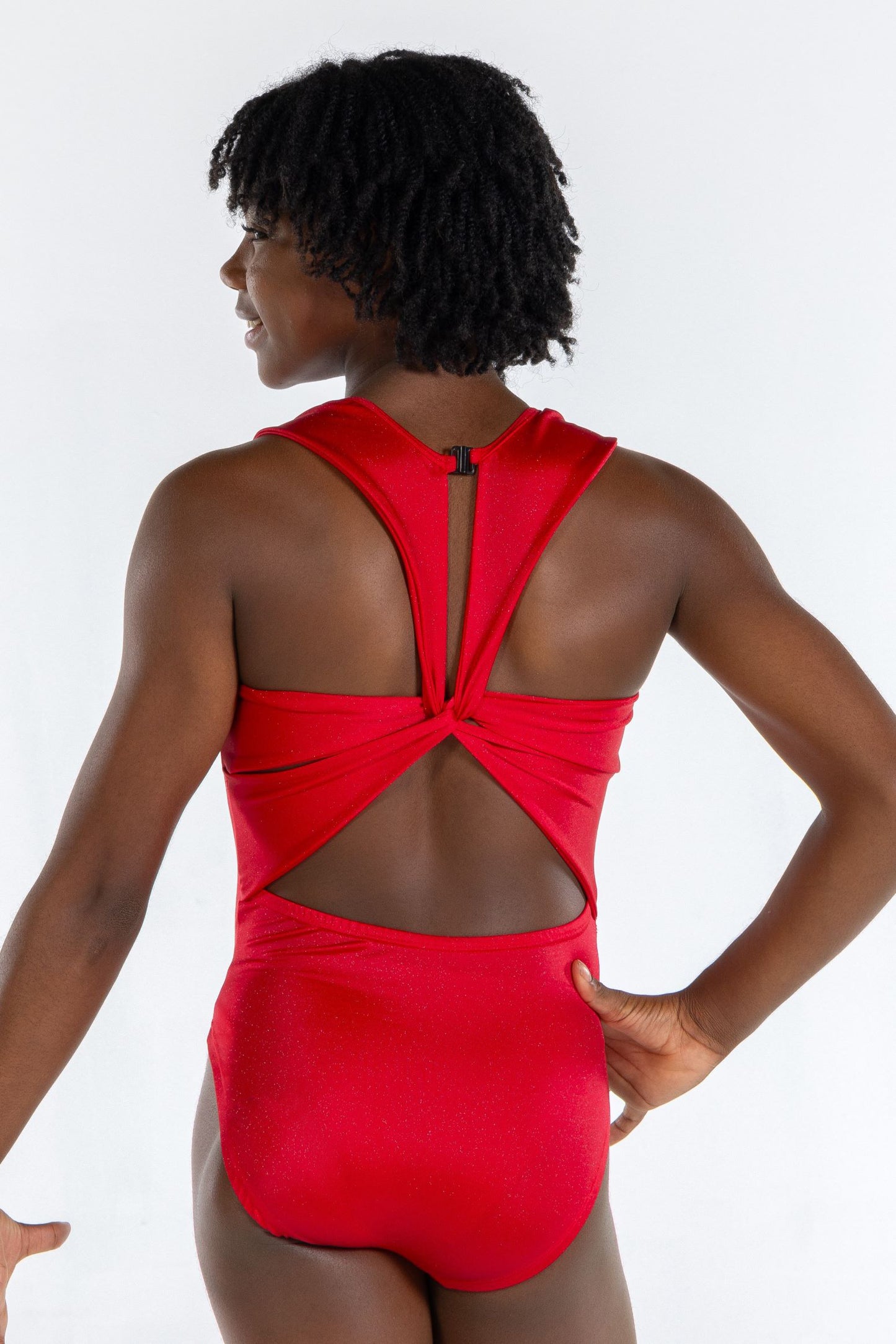 Amazing Sparkle Twist Back Leotrad in Red