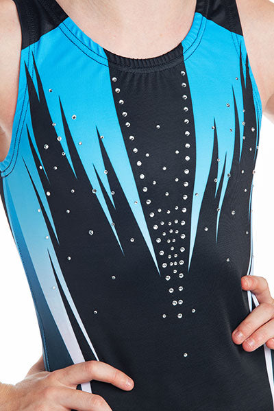 Edgy Sparkle Tank Leotard Turquoise and Black