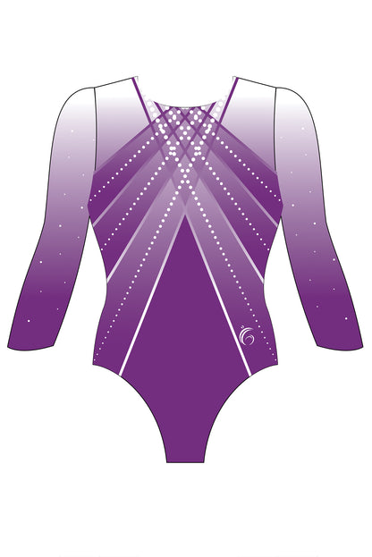 Custom Quick Ship Shimmering Lines Leotard Three Quarter Sleeve