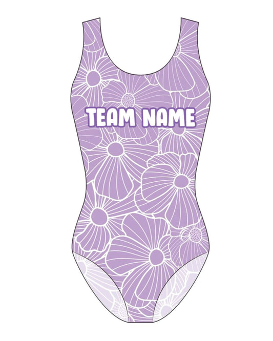 Custom Quick Ship Logo Leotard Purple Flower