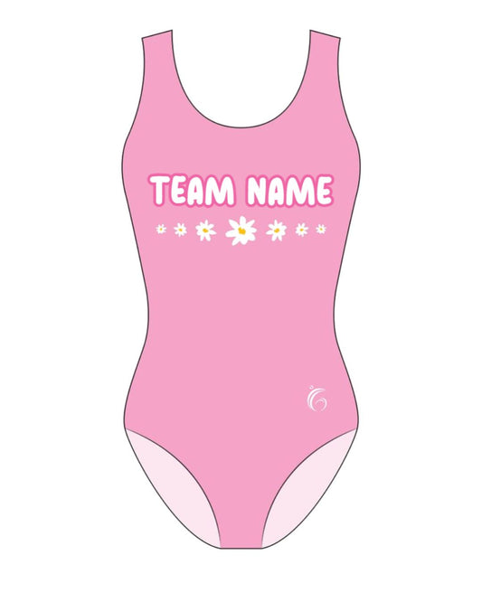 Custom Quick Ship Logo Leotard Pink Flowers