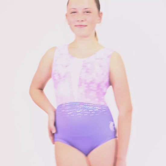 USA made gymnastics leotards. Floral printed gymnastics outfit. 