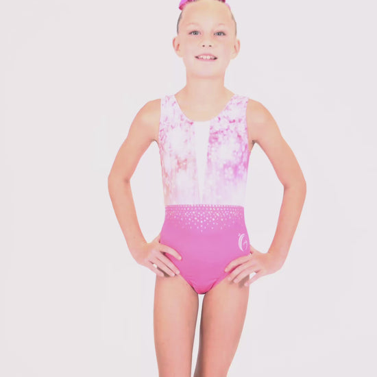 USA made gymnastics leotards. Floral printed gymnastics outfit. 