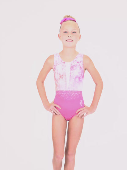 USA made gymnastics leotards. Floral printed gymnastics outfit. 