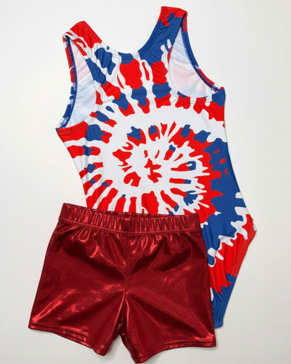 USA Tie Dye Racerback and Red Mystique Workout Short Bundle 