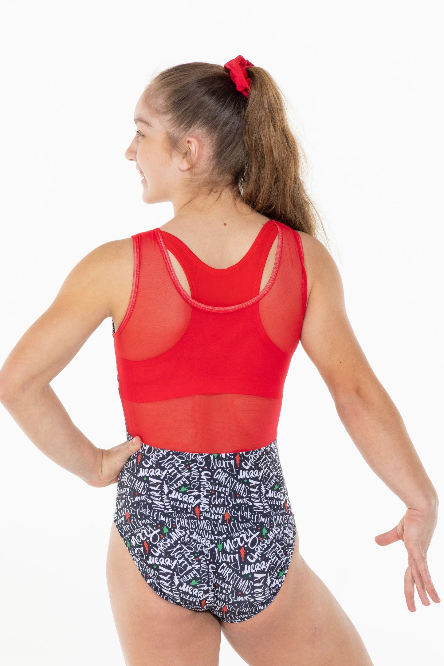 Merry Christmas Mesh Back Leotard