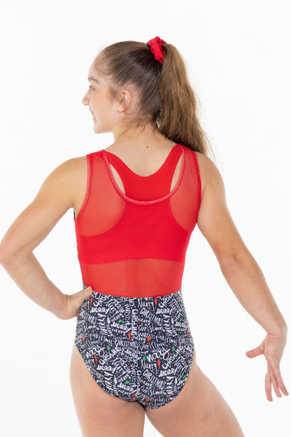 Merry Christmas Mesh Back Leotard